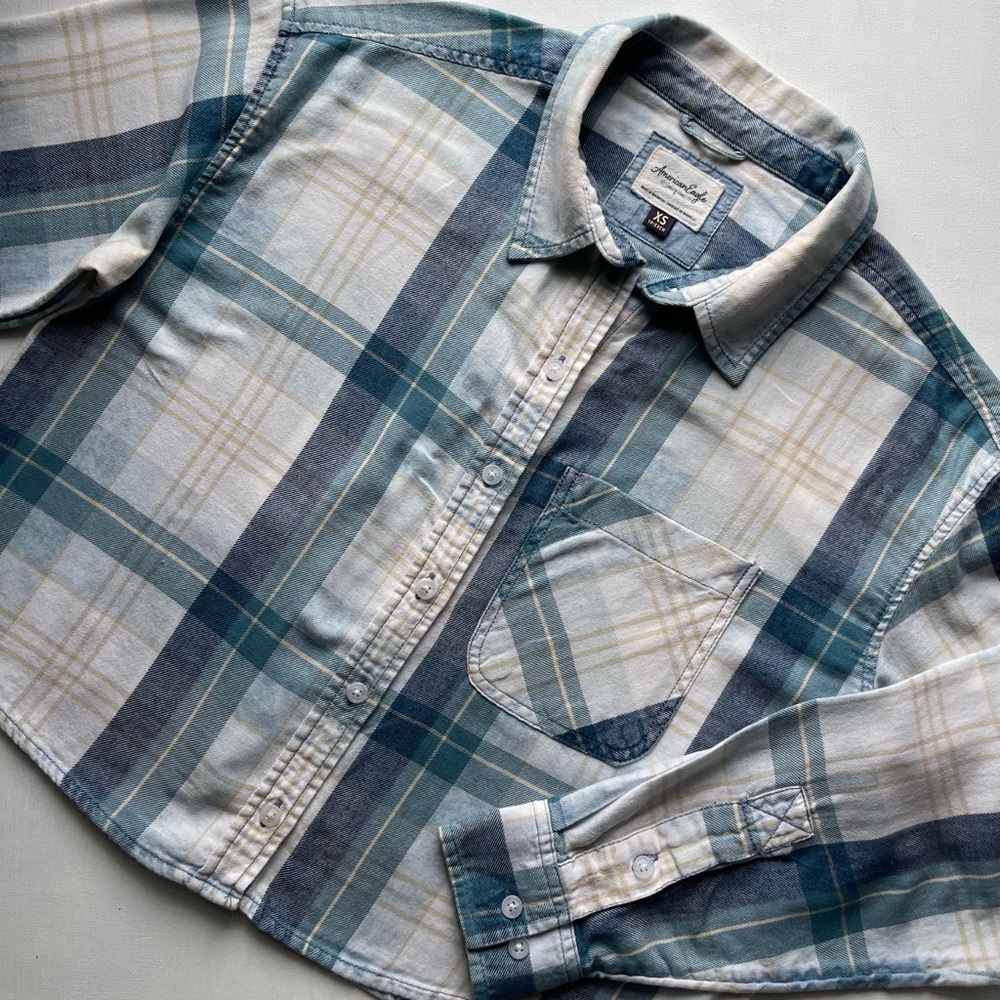 American Eagle Outfitters Oversized‎ Hooded Flannel Shirt XS